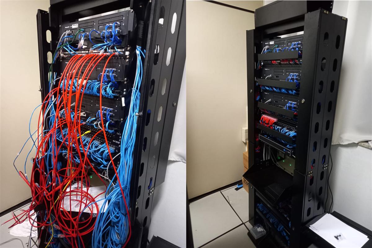 Organização de rack e cabeamento estruturado